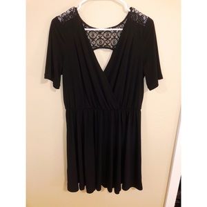 Black V-neck Wrap Dress